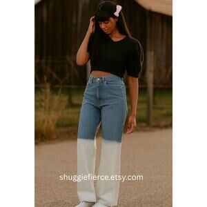 MSRP $90 NWT Joe West Dip Dyed Wide Leg High Rise Denim Size S / 26” Waist